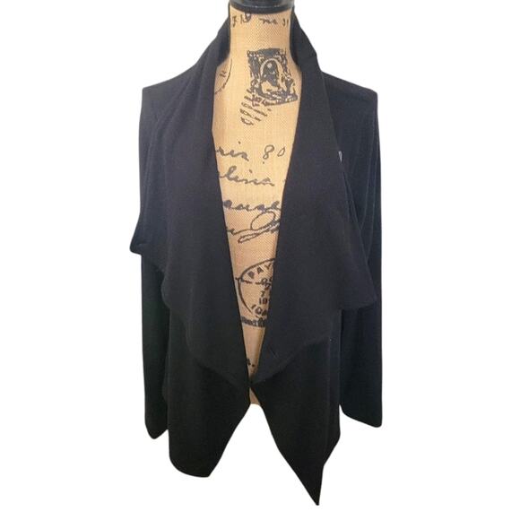 Large Michael Stars black draped slouchy knit jacket - Picture 2 of 6